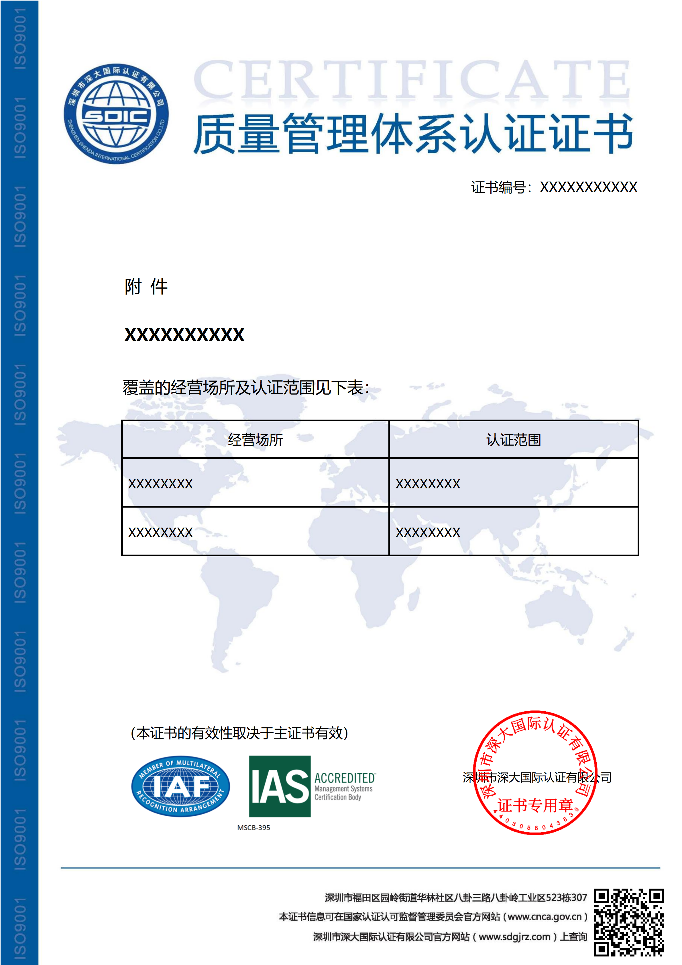 ISO9001质量管理体系认证证书（附件）-IAS